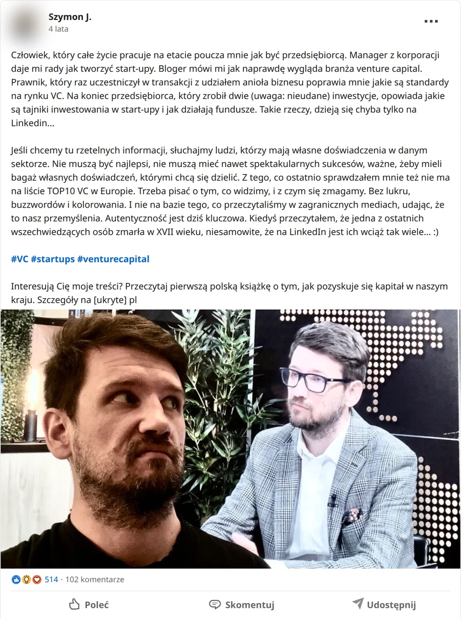 Zrzut posta Szymon J. z 26.07.2022, 514 reakcji i 102 komentarze