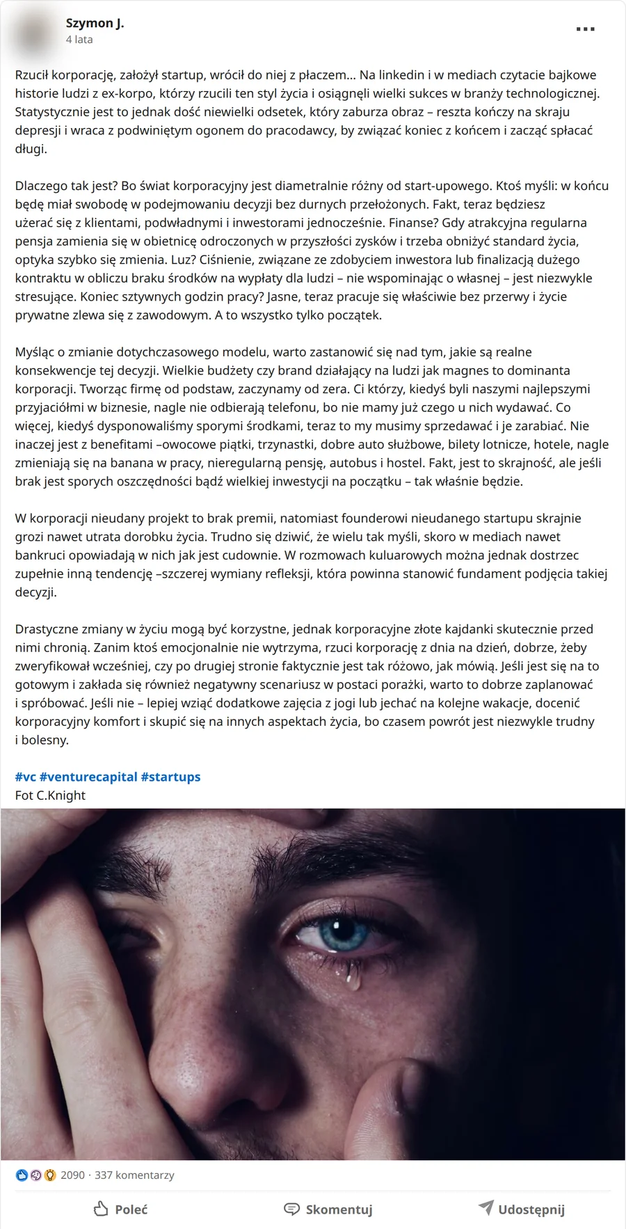 Zrzut posta Szymon J. z 25.07.2022, 2090 reakcji i 337 komentarzy