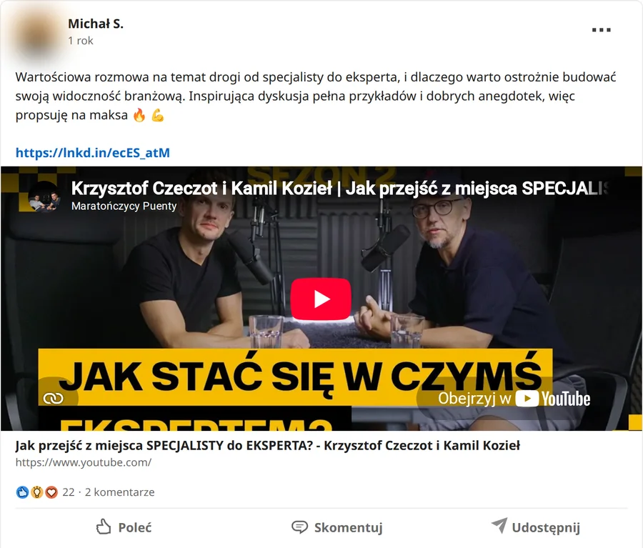 Zrzut posta Michał S. z 05.11.2024, 22 reakcje i 2 komentarze