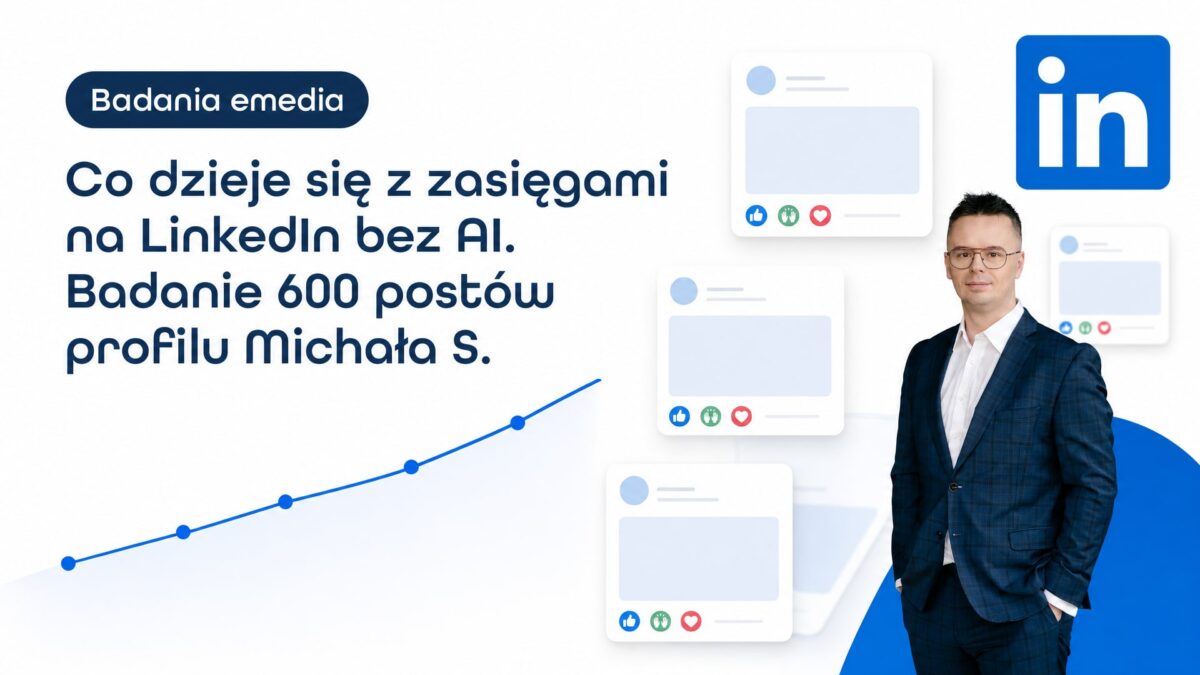 Miniatura wpisu Co dzieje się z zasięgami na LinkedIn bez AI. Badanie 600 postów profilu Michała S.. Grzegorz Wysocki, emedia