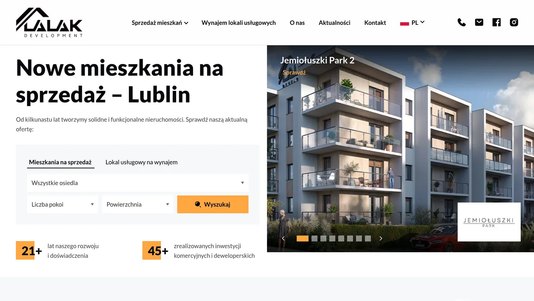 lalak.pl - strona dewelopera mieszkaniowego z integracją CRM