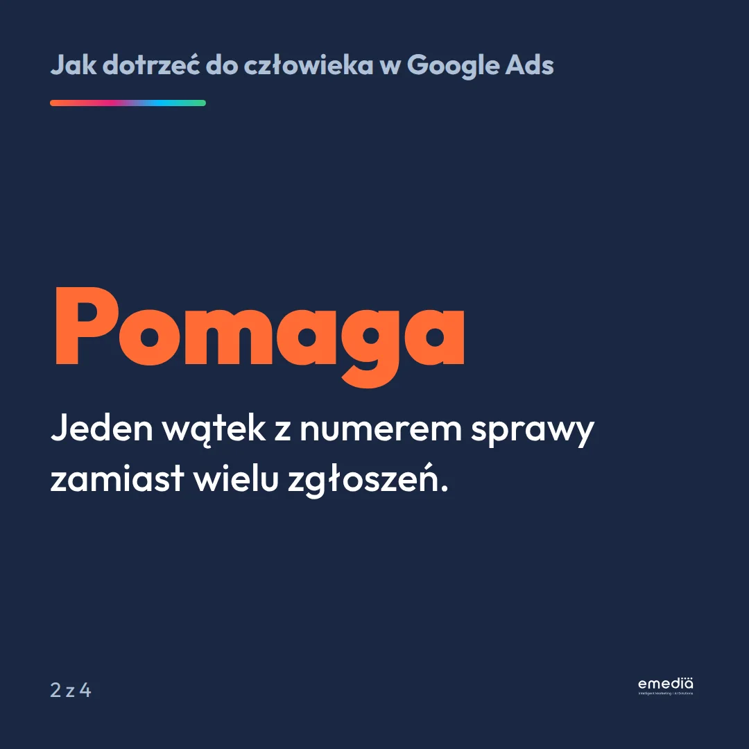 Pomaga: jeden wątek z numerem sprawy