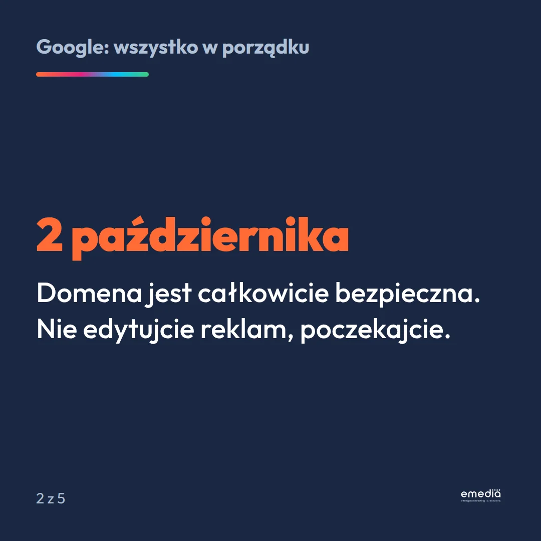 2 października: domena jest całkowicie bezpieczna, nie edytujcie reklam