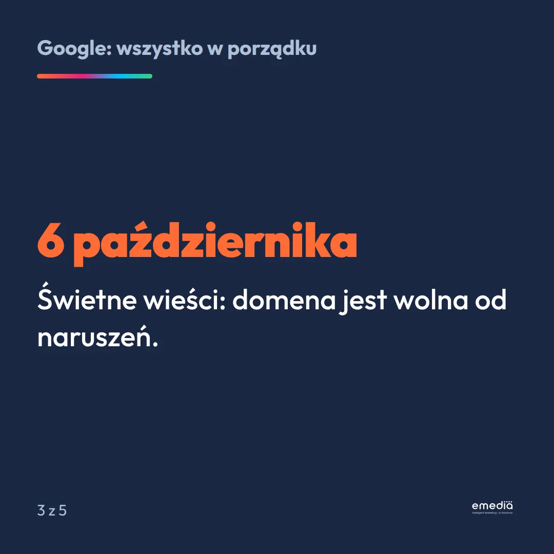 6 października: świetne wieści, domena jest wolna od naruszeń